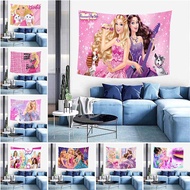 Tapestry Background with Pink Barbie Doll Polyester Tapestry  Bedroom Dormitory Wall Hanging Home De