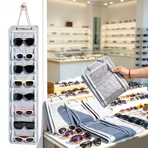 1pc8 Grid Wall Mounted Glasses Display Storage Hanging Bag Multi Grid Sunglasses Fashionable Glasses