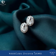 ต่างหูเงินแท้ ต่างหูเงิน925 พลอย-เพชรสวิส Cubic Zirconia 3*5mm  Rhodium Plated 2AC-CZ357