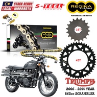 TRIUMPH 865cc SCRAMBLER Full Set Regina TOURING STREET Chain 525 ZRT Steel Sprocket Sets