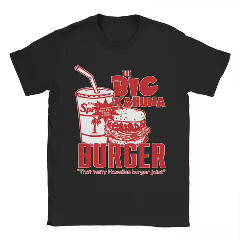 The Big Kahuna Burger Pulp Fiction T Shirts Men's 100% Cotton Vintage T-Shirts Quentin Tarantino Tee