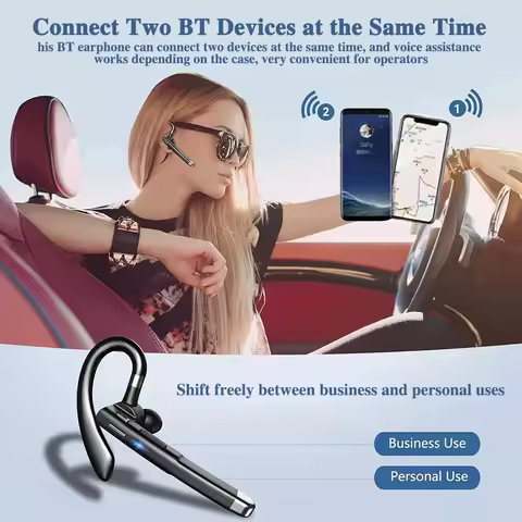 Wireless Bluetooth Headsets Single Earpiece Driving Headphones Earbuds with Mic Noise Cancelling Han