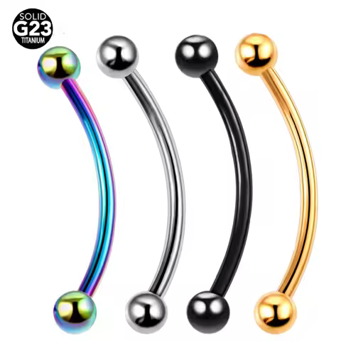 1PC /lot 16G ASTM-F136 Titanium Eyebrow Piercing Earring 14/16mm Curved Tongue Pircing Snake Eyes La