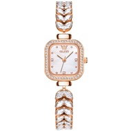 OLEVS 9987 Fashion Quartz Women Watch Gift Square-dial Stainless Steel Watchband Wristwatch