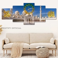 Muslim Wall Clock Makkah Medina 100X40 Multi Panel Islamic Room Clock/ Arabic Makkah Medina Large Ro