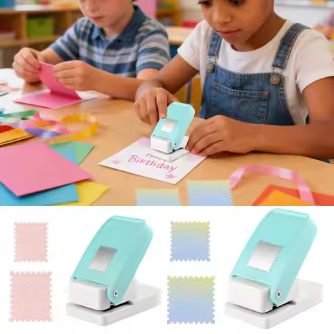 Lever Action Stamp Puncher Square Rectangle Shape Paper Punch for Scrapbooking Card Making DIY Photo