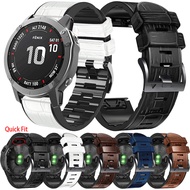 QuickFit Leather Strap For Garmin Band Fenix 7 7X 6 6X Pro 5X Plus/Mk2/Epix/Forerunner 955 Silicone 22mm 26mm Bracelet