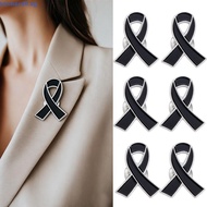 LOMBARD Black Ribbon Pin, Awareness Melanoma Cancer Funeral Ribbon Badge Brooch, Enamel Black Ribbon