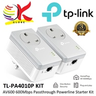 TP-LINK TL-PA4010P KIT AV600 (PASSTHROUGH) / TL-PA7017 KIT AV1000 (GIGABIT) POWERLINE STARTER KIT , 