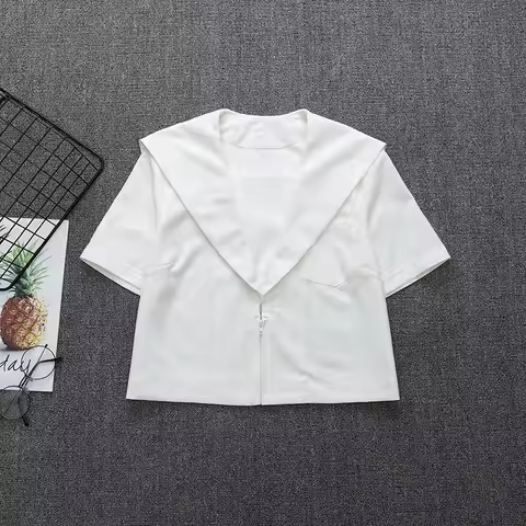 Japanese School Short Sleeve White Sailor Suit T-shirt Sapporo Lapel Kanto Kansai Lapel Nagoya Lapel