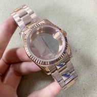36MM PVD Rose Gold Dog-tooth Bezel Watch Case Replacement Watch Accessories for NH35/NH36/4R Movemen