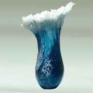 【 LCG5】-Sea Wave Vase Wavy Vase Resin Blue Wavy Vase for Office Living Room Decorations Coffee Shop 