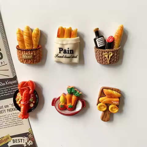 6Pcs/12pcs Miniature Resin Food Refrigerator Magnets Home Decor Magnets Food Magnets Decor Magnets
