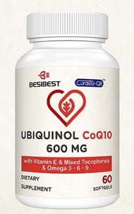 Besibest Ubiquinol CoQ-10, 600mg Softgel, Active Form of Coq10 Ubiquinol Supplement with Vitamin E