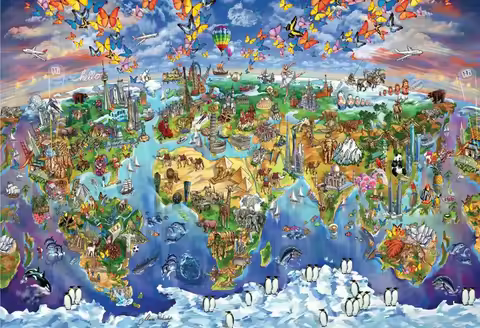 Jigsaw Puzzle 1000 Pieces World Map Puzzle Home Decor for Adults Game Family Fun Puzzles Educational