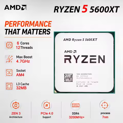 5600XT AMD R5 New Ryzen 5 5600XT 3.7 GHz 6-Core 12-Thread CPU Processor 7NM 65W L3=32M 100-000001585