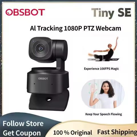 OBSBOT Tiny SE AI-Powered Full HD PTZ Webcam for PC, 100FPS AI Tracking PTZ Streaming Camera