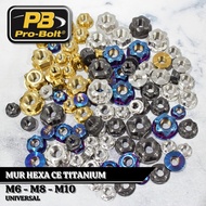 Nut M6 M8 M10 Titanium Probolt Nut Titanium Size M6x1.00mm M8x1.00mm M10x1.25mm Nut Gear Titanium Pr