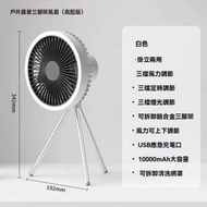 AA - 户外露营风扇 可携式三脚架风扇 照明灯风扇 USB风扇 挂灯风扇 帐篷吊扇灯 夜灯 桌扇 持久续航，白色带灯+收纳袋