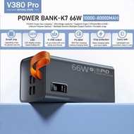 V380 Pro Power Bank PD66W Fast Charging 12000mAh-80000mAh Powerbank Portable Charger Digital Display