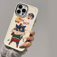 Casing for iPhone 14 15 11 15promax 11Promax 14promax 13Promax 8plus 7plus x xs max 12Pro 13Pro Cartoon Crayon Shin-chan Salty Superman Shockproof Metal Photo Frame Case