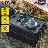 Citylife 64L Collapsible Storage Box Crate With Lid Folding Storage Box Home Outdoor Camping