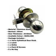 VARRO Cylindrical Door Lock Knobset VRC-5871 Stainless Steel