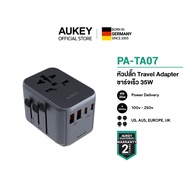 AUKEY PA-TA07 35W หัวแปลงปลั๊กไฟ 35W Universal Travel Adapter มาพร้อม ช่อง USB-C และ USB-A รุ่น PA-T