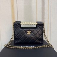 全新💕 Chanel Pearl Handle Shopping Bag 25年爆款黑金珍珠手柄袋