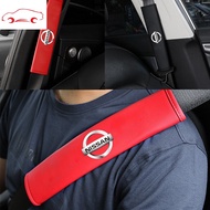 Car Seat Belt Cover Universal Leather Car Safety Belt Auto Shoulder Protector Strap Pad Cushion Cover For Nissan Almera Grand Livina Sentra Navara Frontier Latio X-Trail Serena NV200 NV350