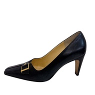 【二手】香奈兒方頭皮帶扣高跟鞋，23.5碼，黑色