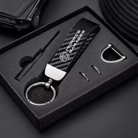 Car Carbon Fiber Leather Keychain Horseshoe Buckle Jewelry For MG Morris Garages MG 6 3 5 7 TF ZR ZS