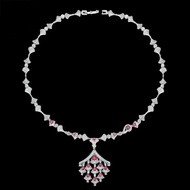 Kemstone แฟชั่นทองแดง AAA ประดับเพชรหรูหราสีแดงคริสตัลจี้สร้อยคอโซ่สำหรับผู้หญิงพรรคของขวัญเครื่องปร