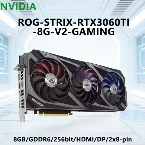 RTX 3060TI 8GB Graphics Card ASUS STRIX-RTX3060TI-8G-V2-GAMING GPU Support PCI-E 4.0 8GB GDDR6 256bi