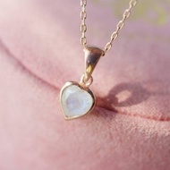 真正的藍色月光石吊墜項鍊，925銀，心形吊墜