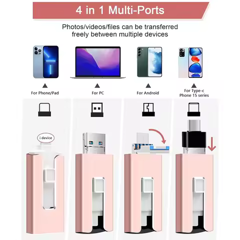New 4in1 OTG 512GB256GB For Iphone USB 3.0 Flash Drive 2TB 1t Android Type-c Pen Drive Mobile Micro 