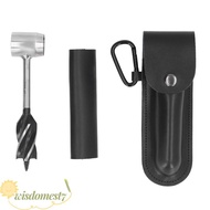 WISDOM Bushcraft Hand Auger, Leather Sheath Durable Manual Auger, Tools Black Hand Auger Wrench Camp