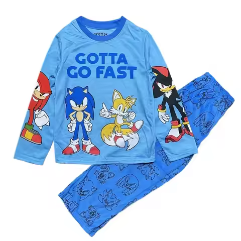 Kawaii Cartoon Sonics Spring Children's Clothing Sets Boy Sleepwear Long Sleeved Pants Clothes Kids 