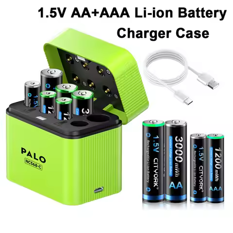 CITYORK 1.5V AA AAA Li-ion Battery 1.5V AA+AAA Rechargeable Battery AA AAA Cells With 8 Slots Batter