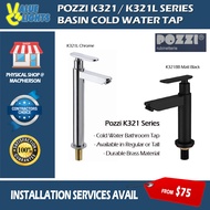 Pozzi K321 K321L Basin Cold Tap Chrome Black Long Tall Bathroom Tap K321BB K321LBB