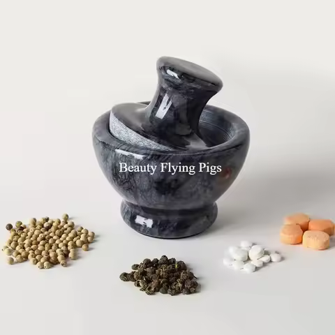 1pc Household Light Luxury Natural Marble Garlic Pounder Creative Manual Grinder Pepper Powder Mash 