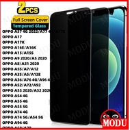 2Pcs Anti-Spy Privacy Tempered Glass OPPO A57 AA77 A77S A17 A17K A16E A16K A15 A15S A9 A5 A8 A31 A5S