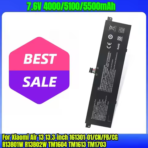 7.6V 4000/5100/5500mAh Laptop Battery for Xiaomi Air 13 13.3-inch 161301-01/CN/FB/CG R13B01W R13B02W