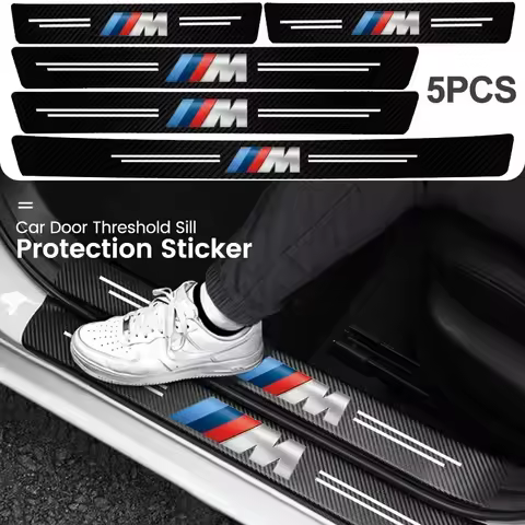 5Pcs Carbon Fiber Car Threshold Scratch Protection Sticker For BMW M E28 E30 E34 E36 E39 E46 E48 E53