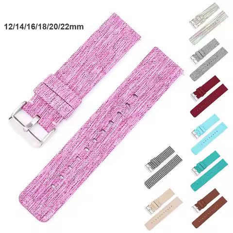 12/14/16/18/20/22mm Nylon Strap for Samsung Galaxy Watch 6 5 4 Classic 40 44mm Weave Canvas Smart Ba