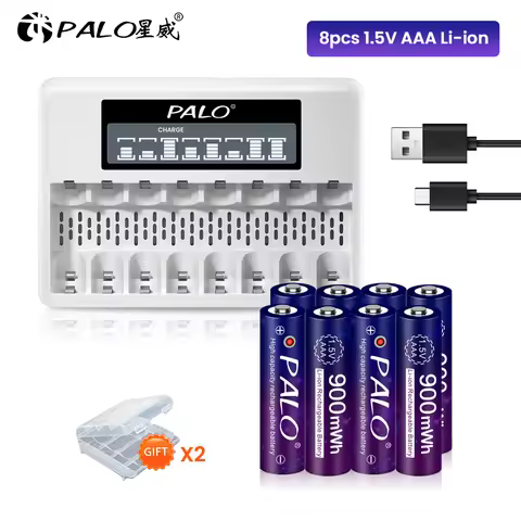 PALO 1.5V AAA Rechargeable Battery AAA Lithium Ion Rechargeable Batteries AAA HR3 Li-ion Batteri+1.5