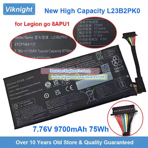 New L23B2PK0 Battery 7.76V 81Wh 77.6Wh High-Capacity for Lenovo Legion Go 8APU1 Handheld Gaming PC L