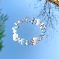 925純銀 水晶手鍊 月光石 海藍寶 白水晶 淡水珍珠 手作飾品