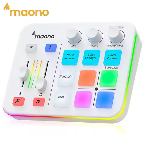 MAONO G1 NEO Audio Mixer Interface 4-Channel Custom Sound Effects RGB with XLR Microphone Interface 