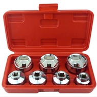 7 Pcs Oil Filter Removal Socket Wrench Tool Set 24mm 27mm 29mm 30mm 32mm 36mm 38mm Set Compatible wi